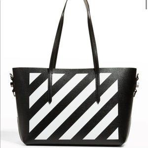 Off White Striped Tote Bag
